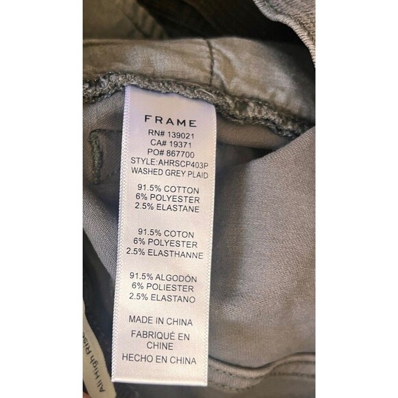 Frame Le Crop Mini Boot Pants Window Pane Plaid Womens Sz 24 Gray Bootcut Crop - Picture 8 of 8
